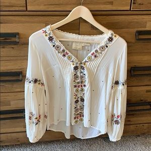 Anthropologie Embroidered Long Top